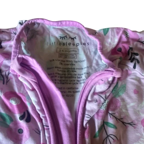 Little Sleepies Pink Wildflower Convertible Zippy Sz 3-6 months - Picture 3 of 7